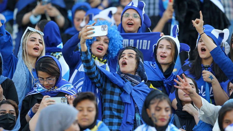 Women were granted access into Tehran's Azadi stadium to watch a league match between Tehran-based ...