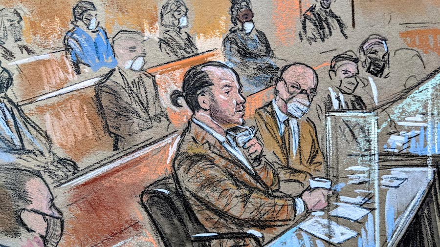 This sketch shows Guy Reffitt appearing in federal court in February. (Bill Hennessy via CNN)...
