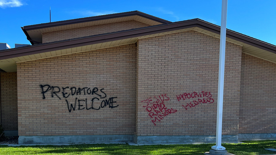 One of the vandalized churches in Sandy. (Sandy Police Department)...