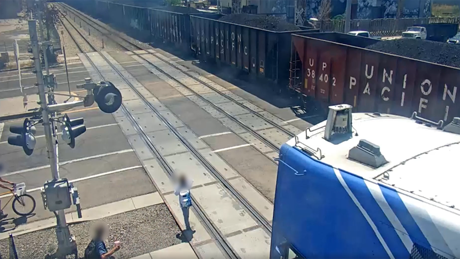 Surveillance video stops just before a UTA train struck and killed Michelle Leyba at a crossing las...