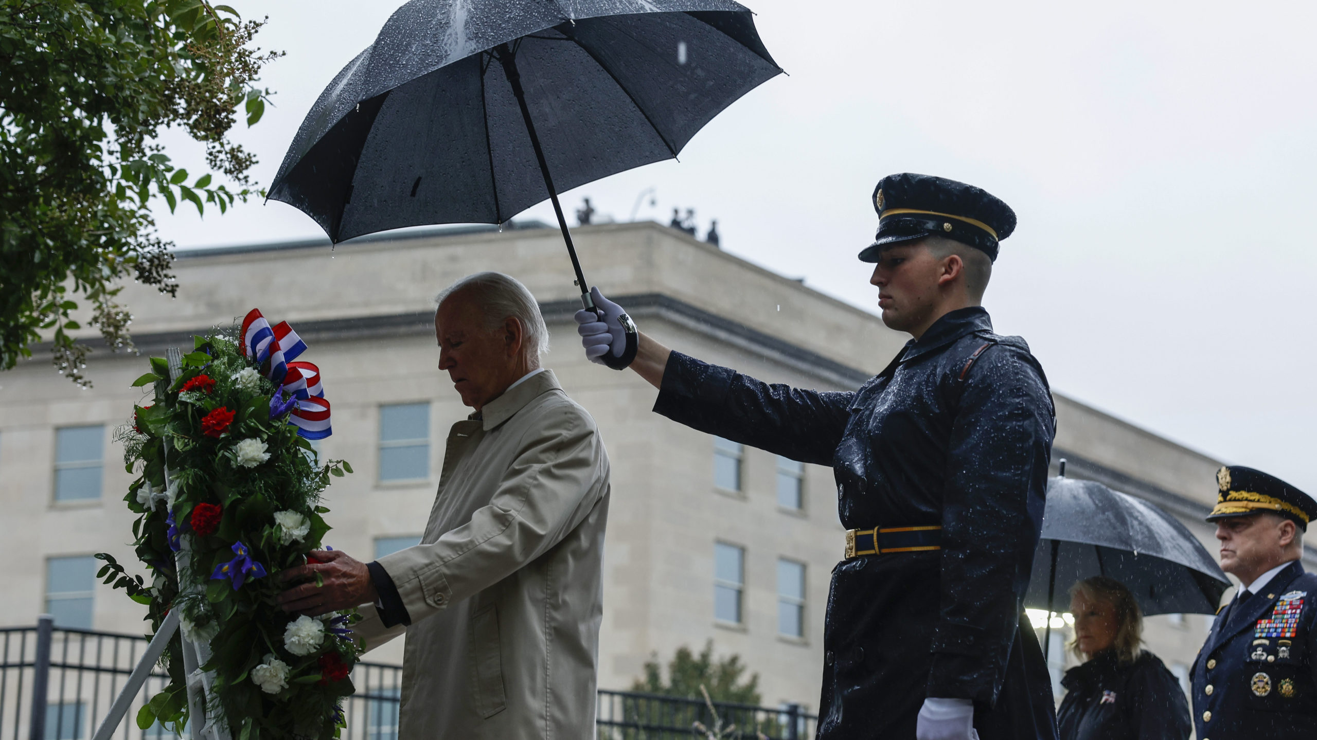 President Joe Biden participates in wreath laying ceremony at The Pentagon...