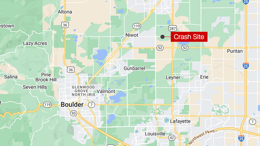 This map shows the approximate location of where two planes crashed after colliding in Colorado. (G...