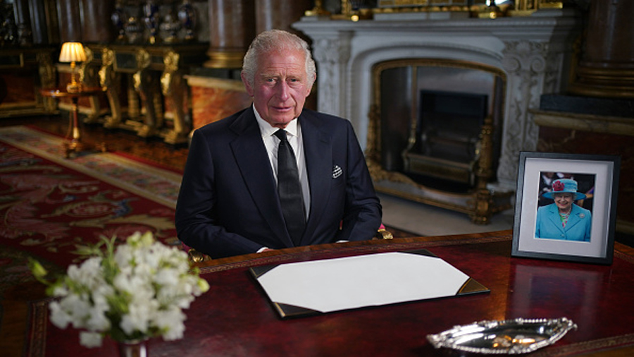 LONDON, ENGLAND - SEPTEMBER 09: King Charles III delivers his address to the nation and the Commonw...