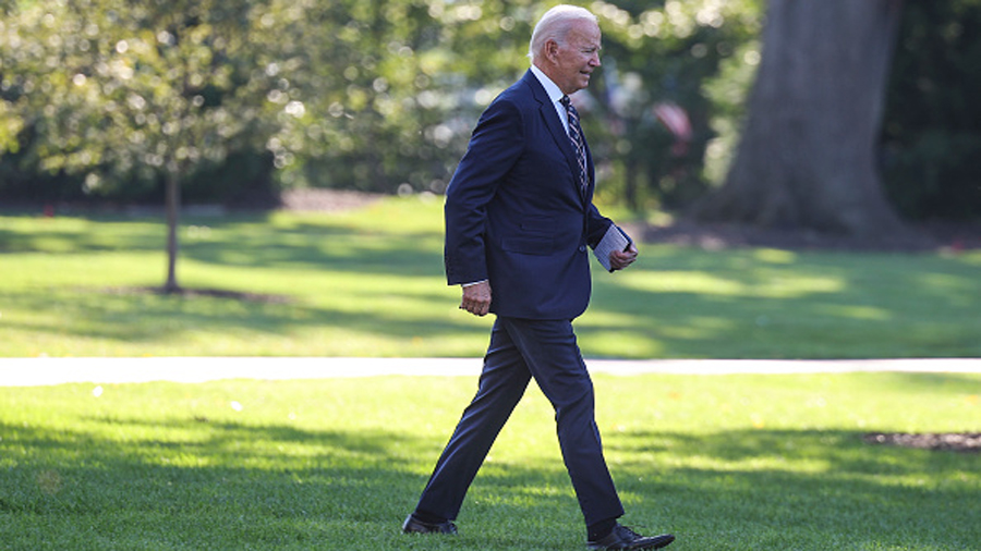 WASHINGTON, DC - SEPTEMBER 09: U.S. President Joe Biden departs the White House on September 09, 20...