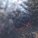 The Rainbow Fire near Ogden Canyon on Tuesday, Sept. 6, 2022. The fire forced evacuations. (Chopper 5)