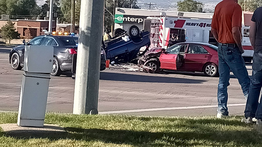 The rollover accident on 36 Street and Riverdale Road. (Courtesy: Peggy Johnson)...