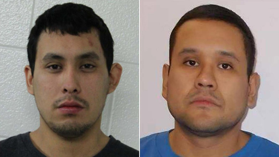 Canadian authorities are searching for two men, Damien Sanderson, left, and Myles Sanderson, in con...