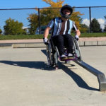 Kyle Marchant is a Wheelchair MX rider who will be at the Wheelchair Palooza Saturday. Here he demonstrates grinding on a rail. (KSL TV)