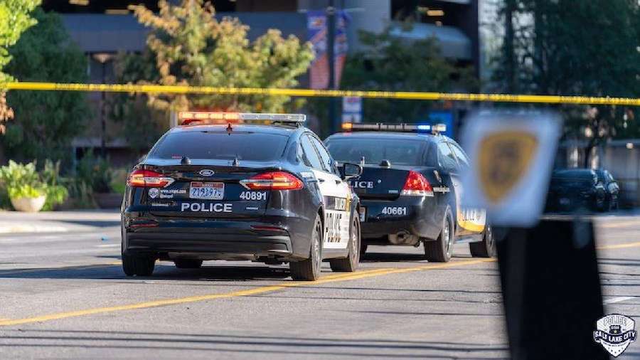Salt Lake police respond to a shooting death at the Salt Palace Convention Center on Sept. 3. Polic...