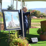 President Russell M. Nelson waves to the audience at the Heber Valley Temple groundbreaking in Heber City, Utah, on Saturday, October 8, 2022. (Intellectual Reserve, Inc.)