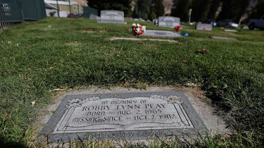 Robby Lynn Peay’s headstone at the Provo City Cemetery in Provo on Wednesday. Provo police are in...