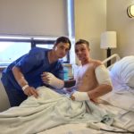 Brady Lowry (left) and Kendell Cummings (right) were attacked by a grizzly bear while antler hunting in Cody, Wyoming. Lowry credits his three college teammates, including Cummings, that were with him that day for saving his life.