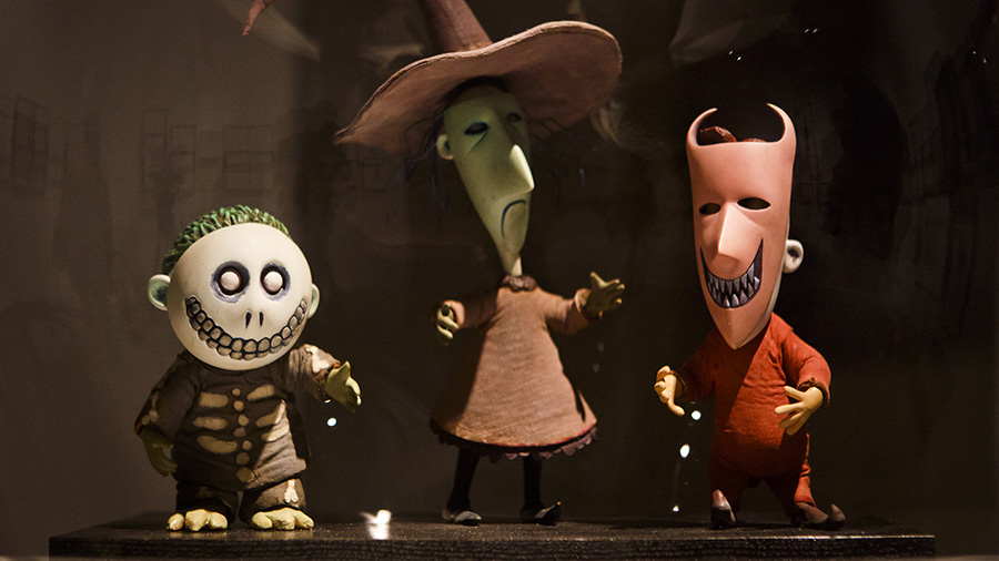 Puppet display during a press preview of 'The World of Tim Burton' exhibition on March 27, 2014 in ...