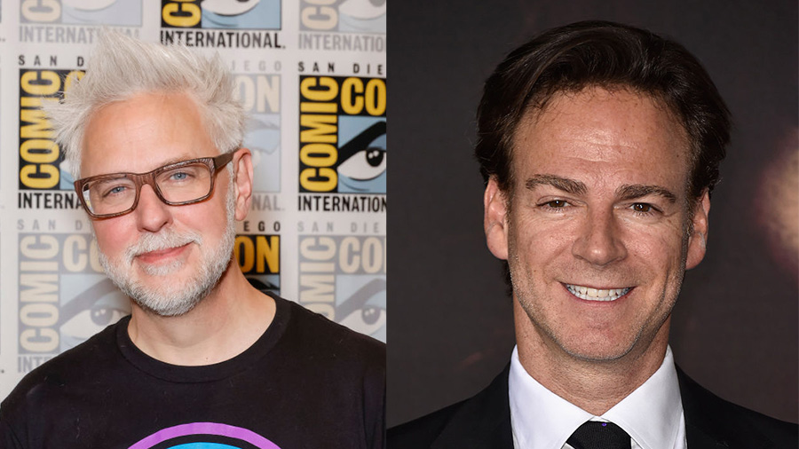 James Gunn, left, Peter Safran, right, at different events. (Frazer Harrison/Getty Images)...