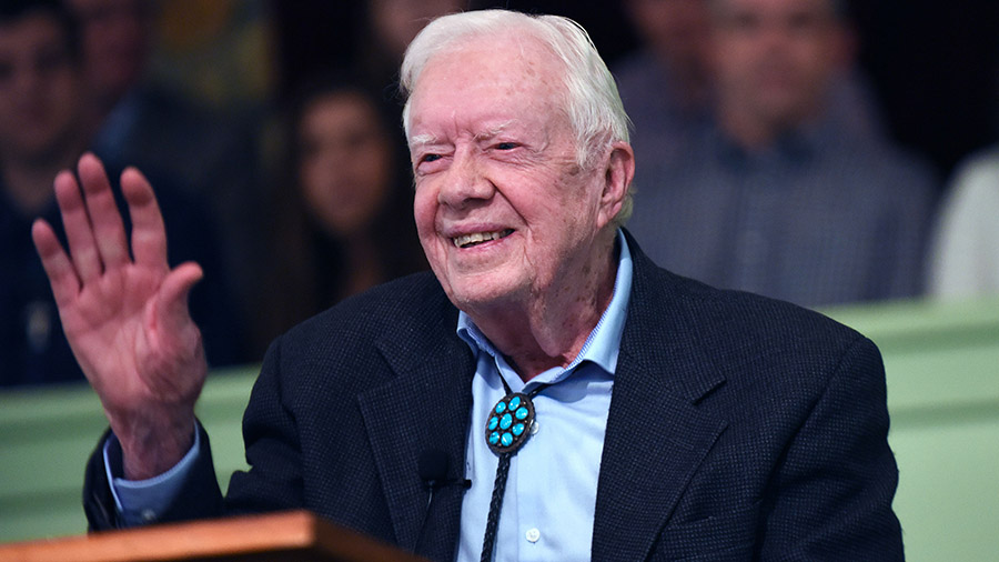 Jimmy Carter, the oldest living former US president, pictured here, in Plains, Georgia, on April 28...