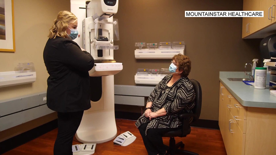 Jenny Santiago giving her mother, Marilyn Badham a mammogram. (Mountainstar Healthcare)...