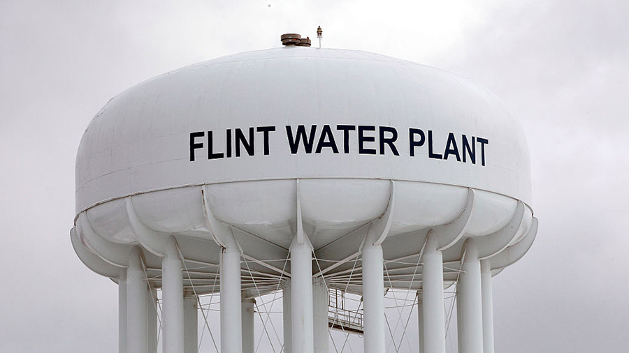 FLINT, MI - JANUARY 13:   The Flint Water Plant tower is shown January 13, 2016 in Flint, Michigan....