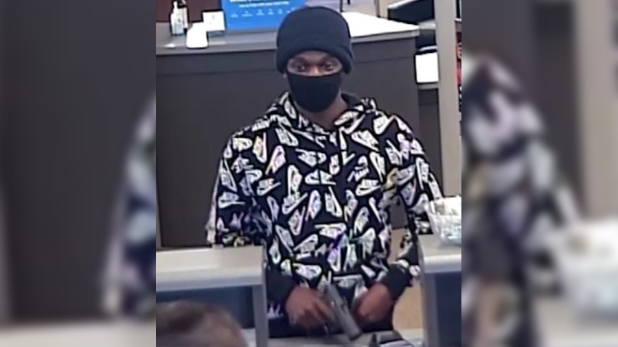 The alleged serial Utah bank robber, Markee Denzel Hagans, 24, at the Chase Bank. (Federal Bureau o...