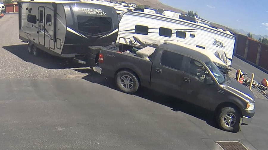 The suspects pickup truck as carried a trailer from a Utah County business. (Utah County Sheriff's ...