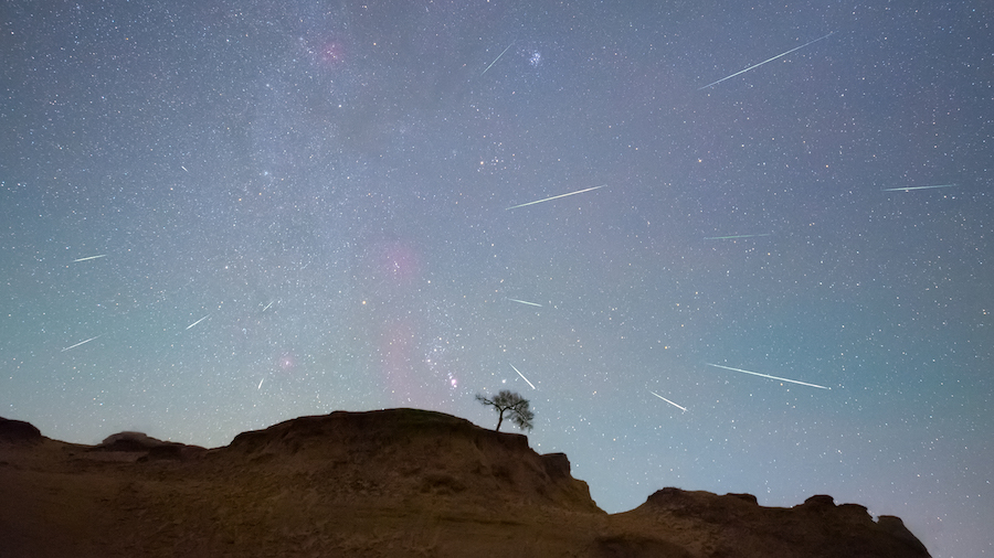 The Orionids meteor shower is seen in Daqing City, Heilongjiang Province, China on October 22, 2020...