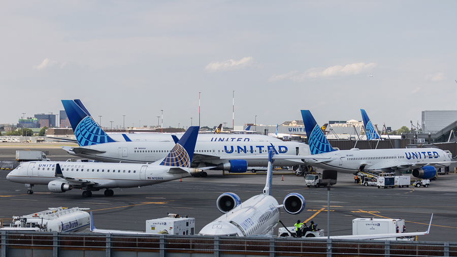 NEWARK, NJ - JULY 01: United Airlines aircraft are seen at Newark Liberty International Airport (EW...