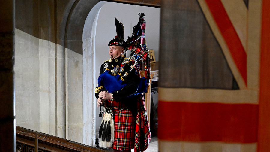On October 25, the monarch's new official piper, Pipe Major Paul Burns, performed on the grounds of...