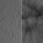 Before and after photos taken by the Mars Reconnaissance Orbiter show where a meteoroid slammed into Mars in December 2021. (NASA/JPL-Caltech/MSSS)
