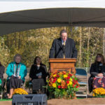Kyle Ennis, chairman of the groundbreaking of the Willamette Valley Oregon Temple, addresses the crowd gathered at the site of Oregon's third temple. The groundbreaking was held in Springfield, Oregon, on Saturday, October 29, 2022.
