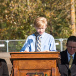 Thomas Fuller, a youth speaker from the Springfield Stake, participates in the groundbreaking ceremony of the Willamette Valley Oregon Temple in Springfield, Oregon, on Saturday, October 29, 2022.
