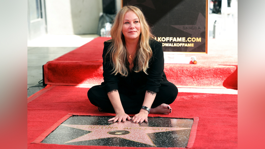 Actor Christina Applegate poses during her star unveiling ceremony on the Hollywood Walk of Fame in...