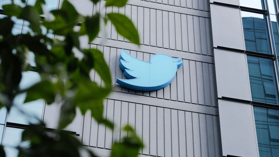 The Twitter headquarters signage as seen on 10th Street on November 4, 2022 in San Francisco, Calif...