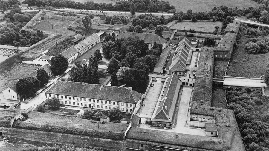 An aerial view of the former German Nazi Theresienstadt concentration camp....