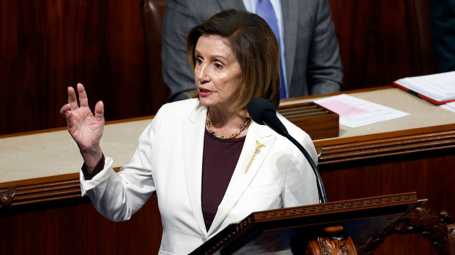 Speaker of the House Nancy Pelosi (D-CA) delivers remarks from the House Chambers of the U.S. Capit...
