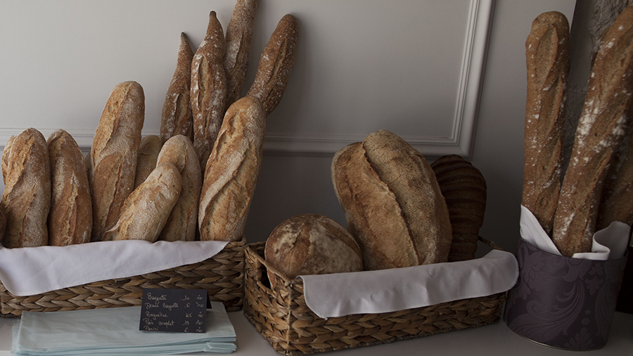 Baguettes and other breads are displayed in a patisserie on March 11, 2015 in Jerusalem, Israel....