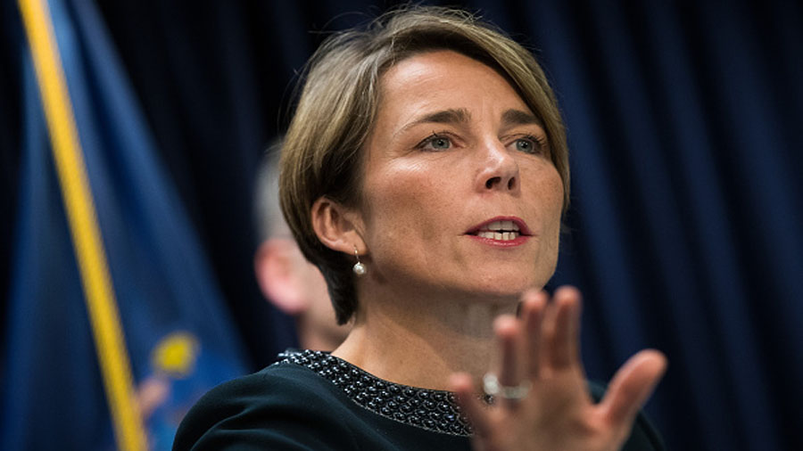 NEW YORK, NY - JULY 19: Massachusetts Attorney General Maura Healey speaks during a press conferenc...
