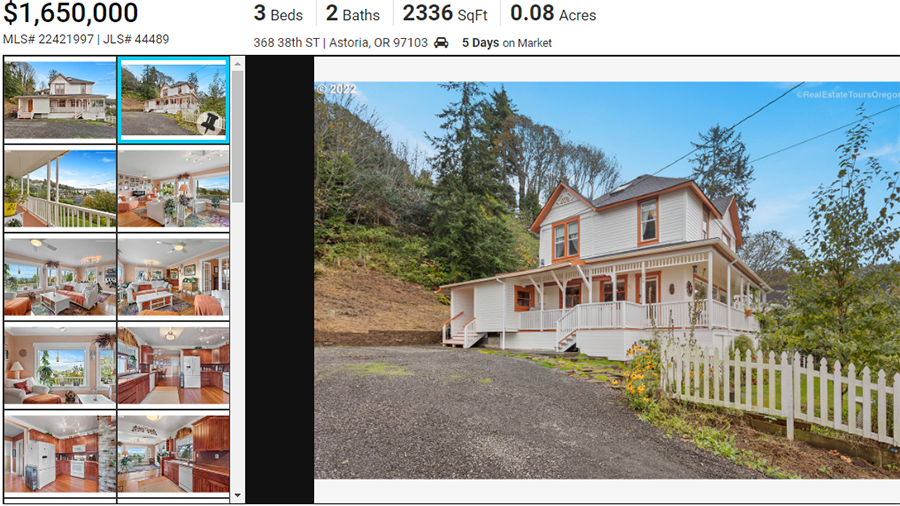 A screenshot of the listing of the Goonies house....