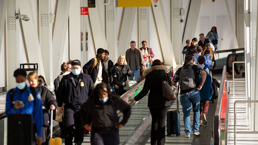 Travelers at Terminal 5 at John F. Kennedy International Airport (JFK) ahead of the Thanksgiving ho...