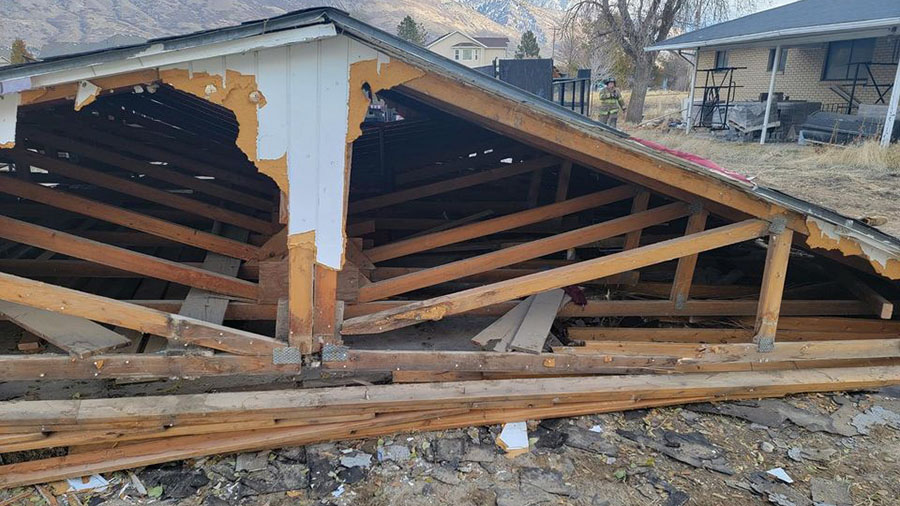 The collapsed American Fork building. (American Fork Fire & Rescue)...
