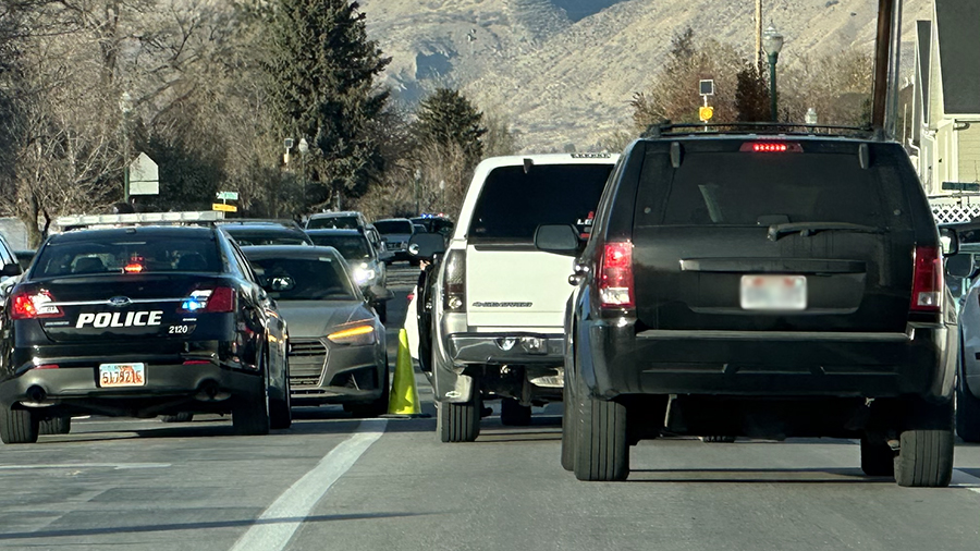 Cars stop after two people were hit and injured in Orem Utah...