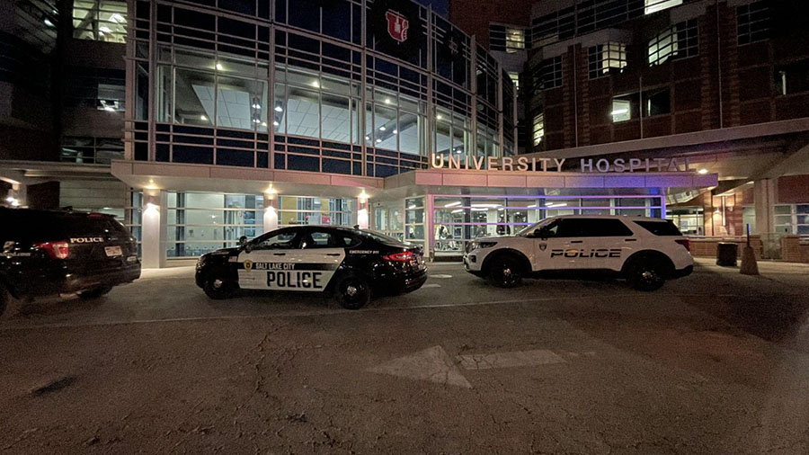 Salt Lake City Police at the University of Utah Hospital due to a possible bomb threat. (Salt Lake ...