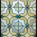 Stained glass detail inside the San Juan Puerto Rico Temple. The interior glass patterns were inspired by quatrefoil motifs seen in Spanish colonial architecture. (Intellectual Reserve, Inc.)