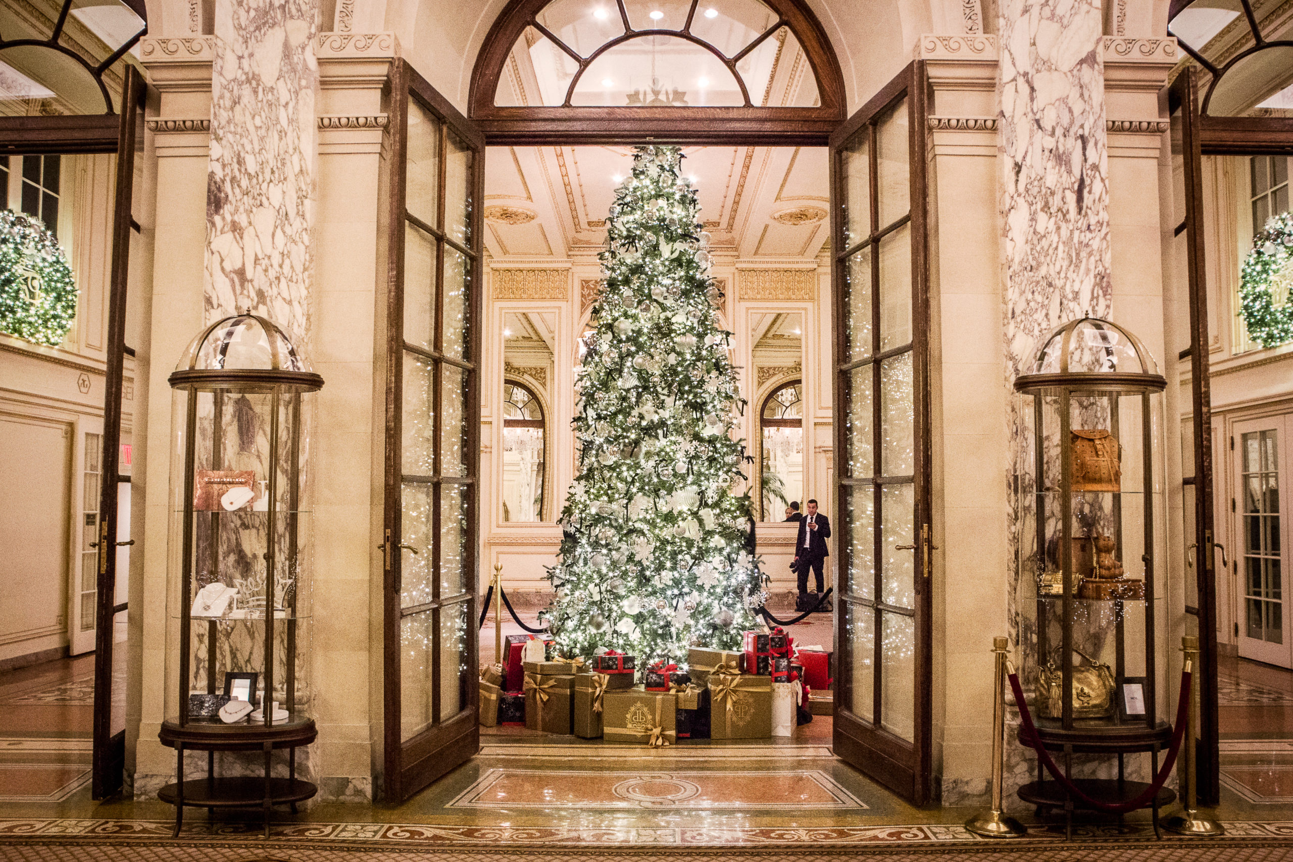 Tea time and Christmastime coincide at The Plaza's elegant Palm Court, where three holiday tea menu...