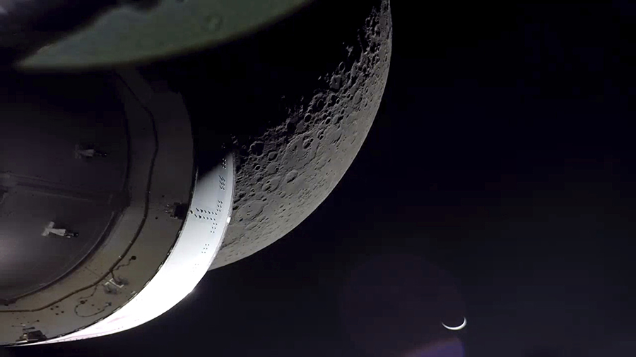 NASA's Orion spacecraft beamed back close-up photos of the moon and Earth on Monday, Dec. 5, 2022. ...