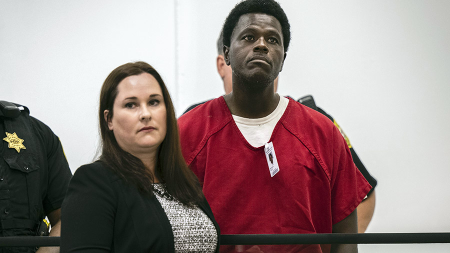 FILE - Wesley Brownlee stands with public defender Allison Nobert during his arraignment in San Joa...