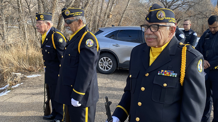 Veterans in uniform for Pear Harbor Day in Ogden...