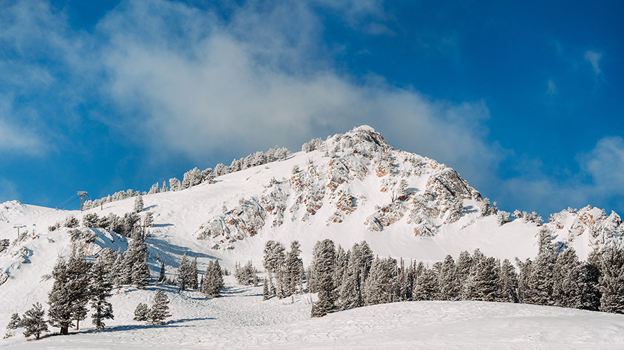 photo of a snowy peak at Snowbasin...