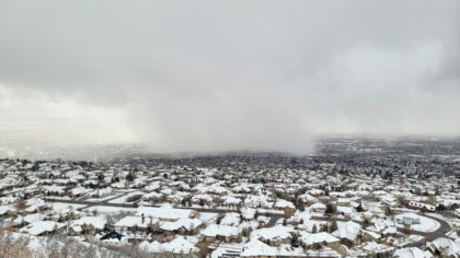 Incoming snow squall in North Salt Lake.