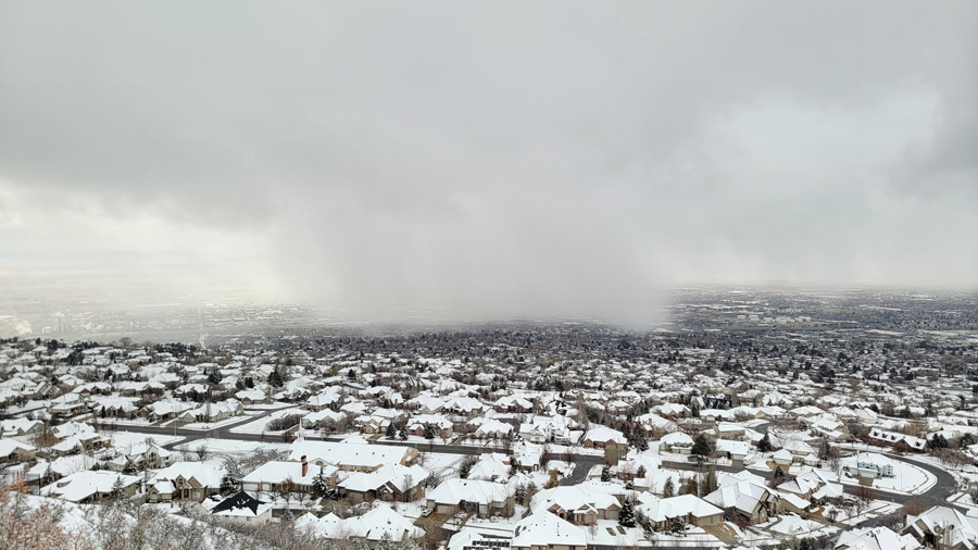 Incoming snow squall in North Salt Lake....
