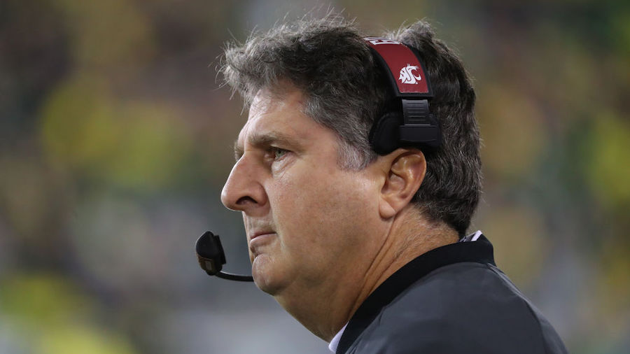 FILE: Head Coach Mike Leach of the Washington State Cougars looks on against the Oregon Ducks in th...