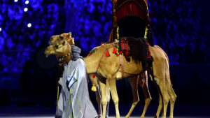 Camels are seen during the opening ceremony prior to the FIFA World Cup Qatar 2022 Group A match between Qatar and Ecuador at Al Bayt Stadium on November 20, 2022 in Al Khor, Qatar.